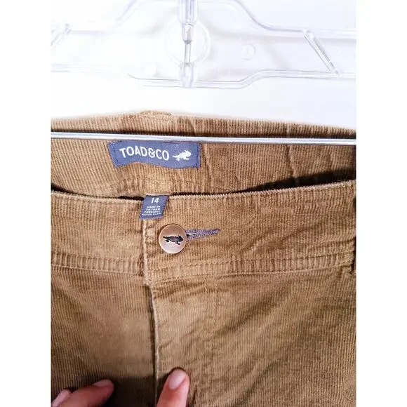 Toad & Co Women's Corduroy Pants Olive Green Size 14 - Picture 5 of 6